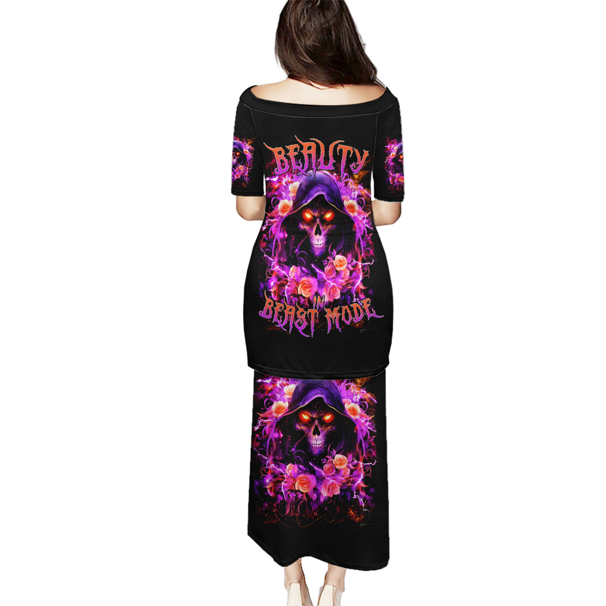 Rose Skull Puletasi Beasuty In Beast Mode - Wonder Print Shop