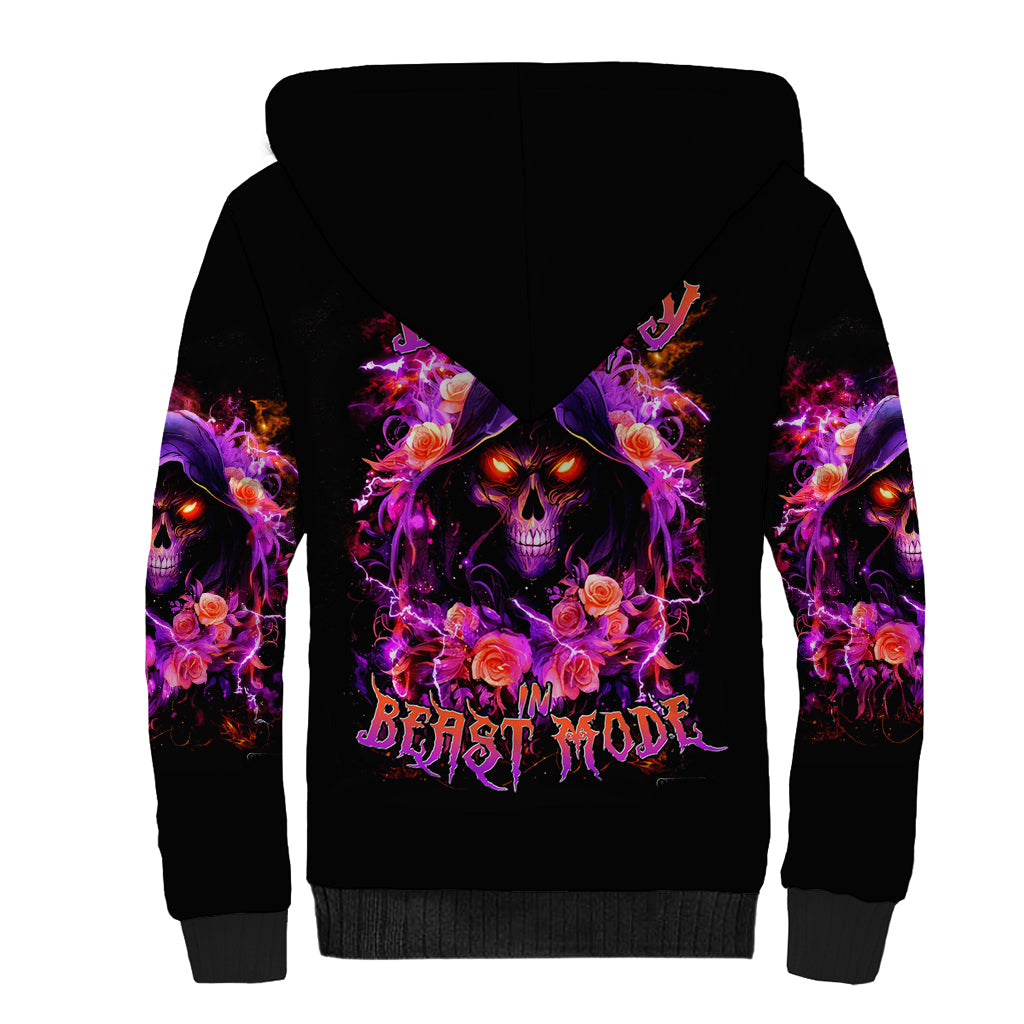 Rose Skull Sherpa Hoodie Beasuty In Beast Mode - Wonder Print Shop