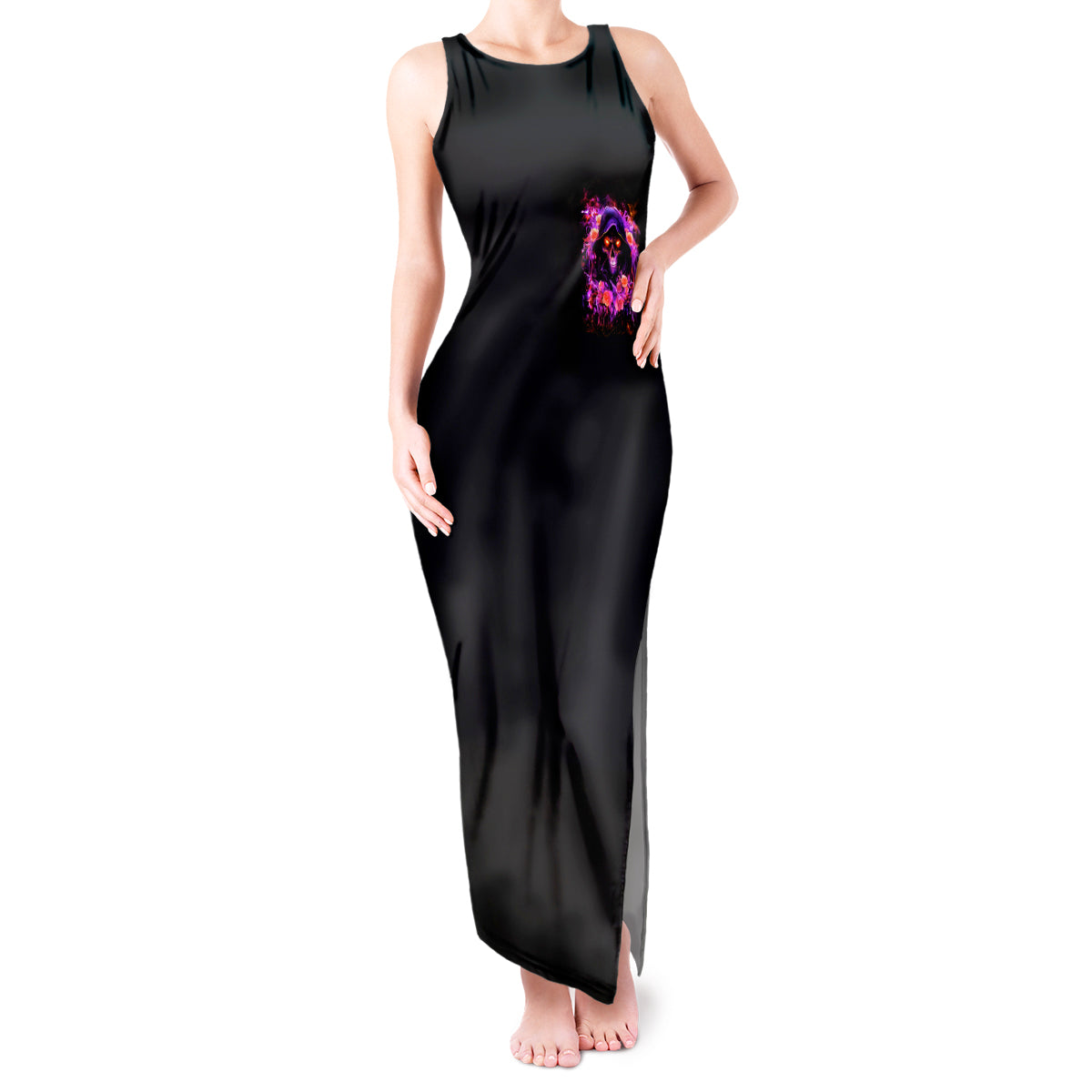 Rose Skull Tank Maxi Dress Beasuty In Beast Mode - Wonder Print Shop