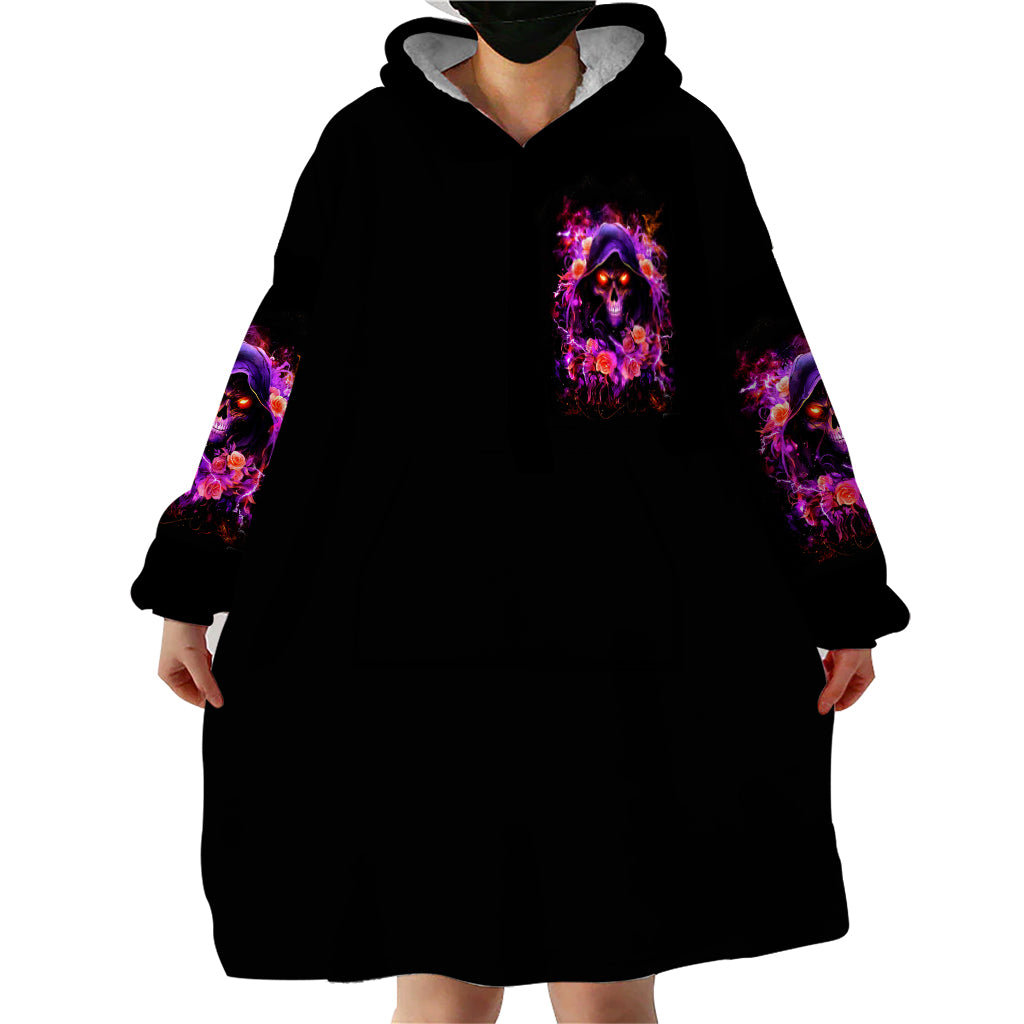 Rose Skull Wearable Blanket Hoodie Beasuty In Beast Mode - Wonder Print Shop