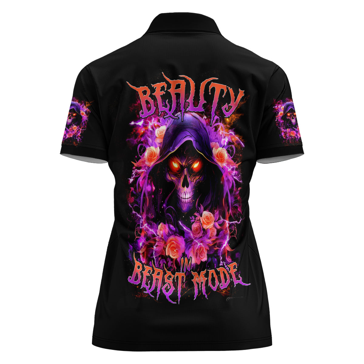 Rose Skull Women Polo Shirt Beasuty In Beast Mode - Wonder Print Shop