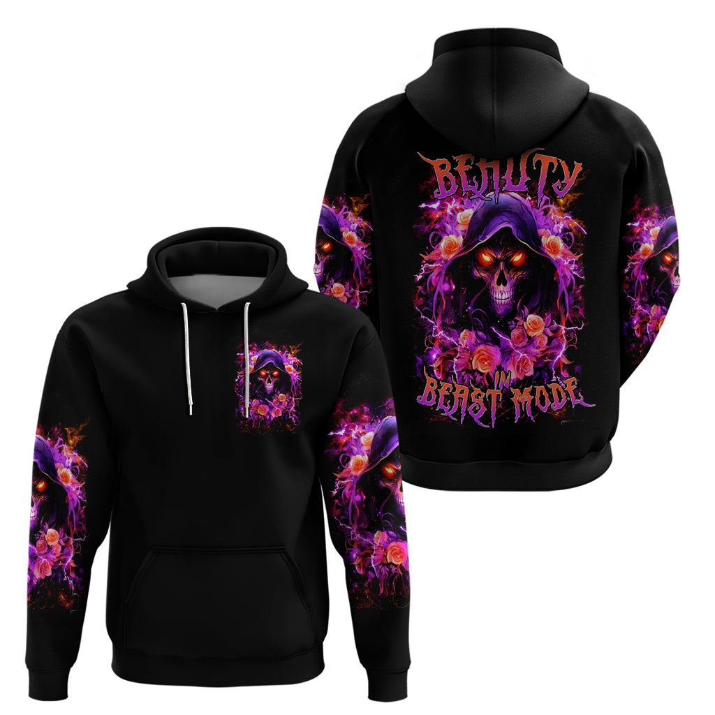 Rose Skull Zip Hoodie Beasuty In Beast Mode - Wonder Print Shop