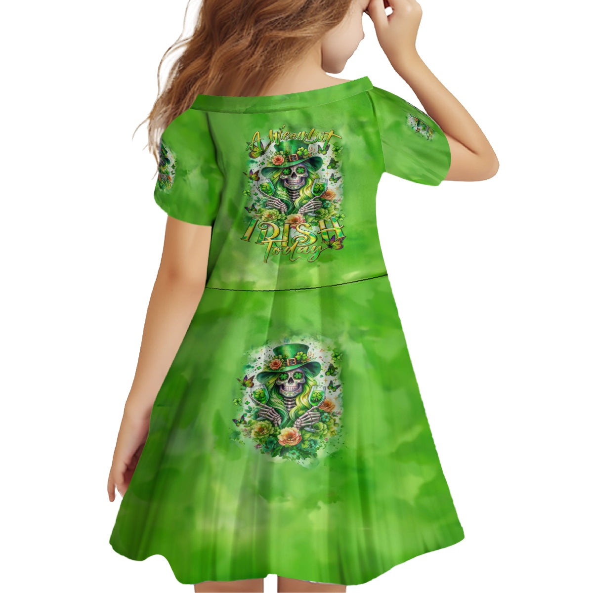 Irish Skull Family Matching Off The Shoulder Long Sleeve Dress and Hawaiian Shirt Irish Today - Wonder Print Shop