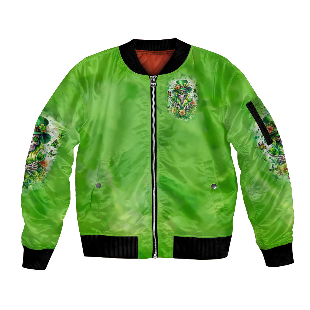 Irish Skull Sleeve Zip Bomber Jacket Irish Today - Wonder Print Shop