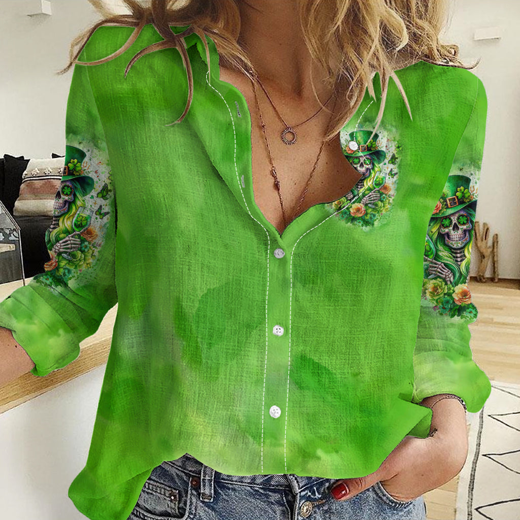 Irish Skull Women Casual Shirt Irish Today - Wonder Print Shop