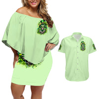 Irish Skull Couples Matching Off Shoulder Short Dress and Hawaiian Shirt Drink Up Bitches - Wonder Print Shop