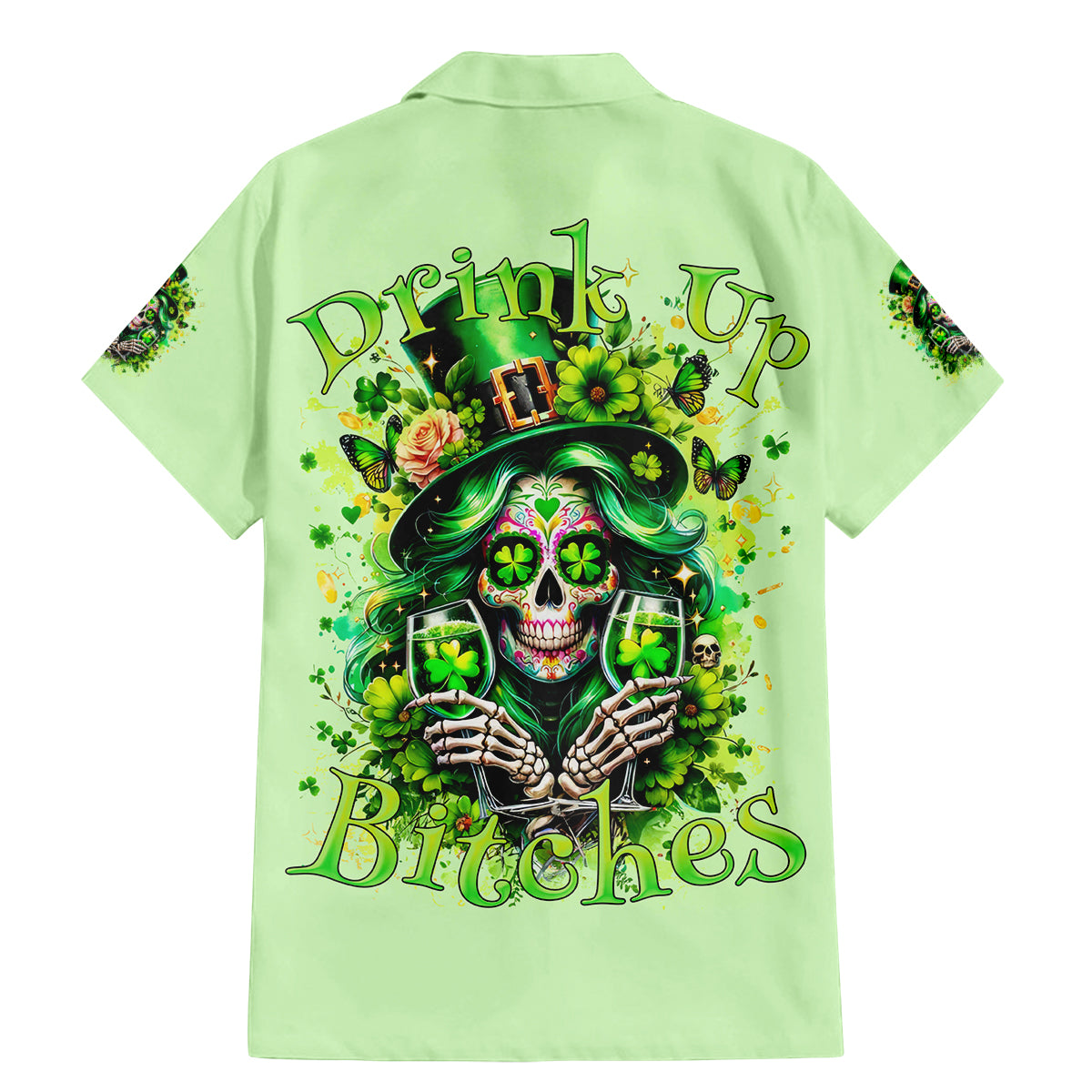 Irish Skull Family Matching Mermaid Dress and Hawaiian Shirt Drink Up Bitches - Wonder Print Shop
