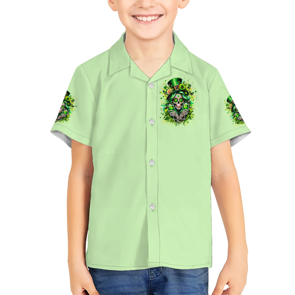 Irish Skull Hawaiian Shirt Drink Up Bitches - Wonder Print Shop