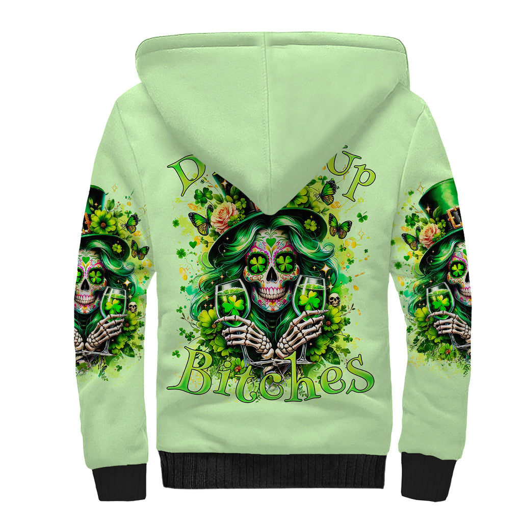 Irish Skull Sherpa Hoodie Drink Up Bitches - Wonder Print Shop