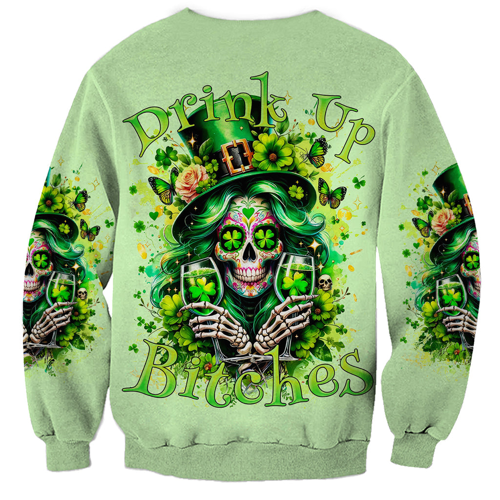 Irish Skull Sweatshirt Drink Up Bitches - Wonder Print Shop