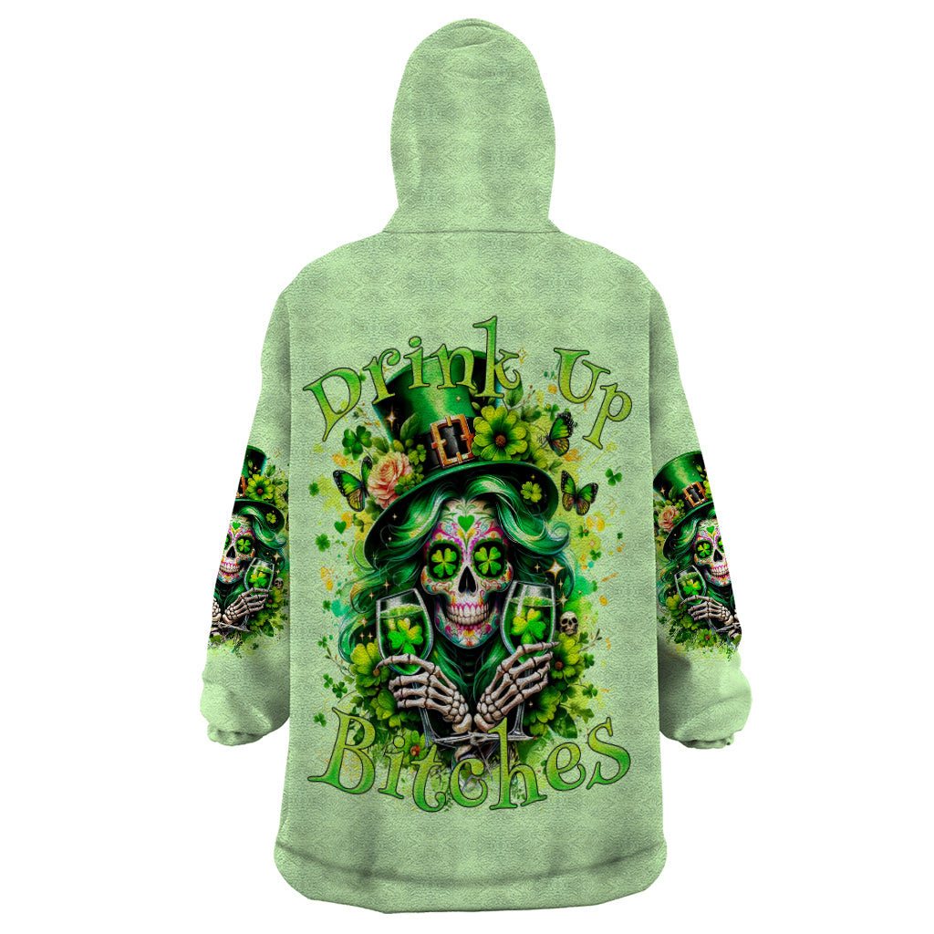 Irish Skull Wearable Blanket Hoodie Drink Up Bitches - Wonder Print Shop