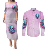 Rose Skull Couples Matching Puletasi and Long Sleeve Button Shirt Bullshit So The Bitch In Me Come Out To Play - Wonder Print Shop