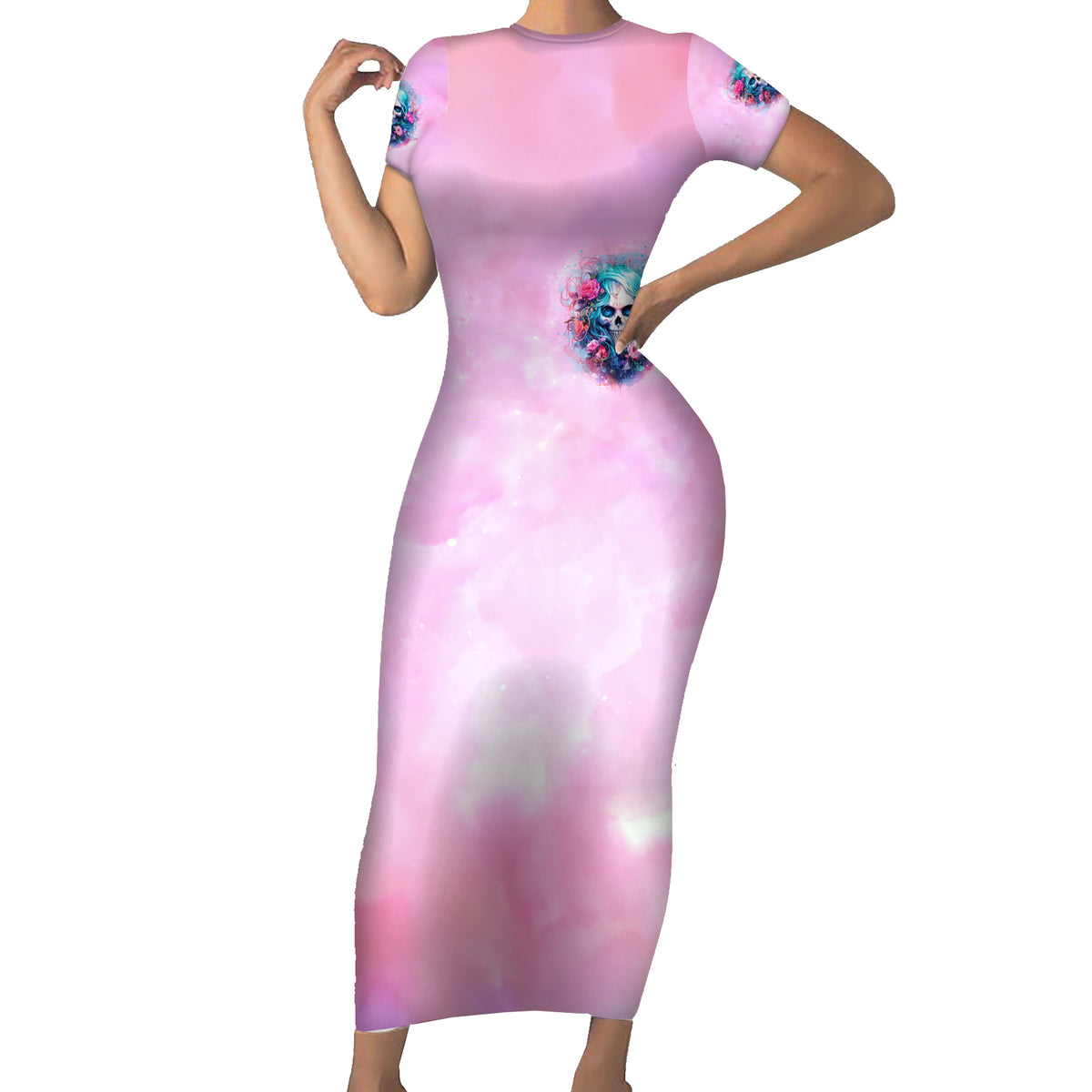 Rose Skull Family Matching Short Sleeve Bodycon Dress and Hawaiian Shirt Bullshit So The Bitch In Me Come Out To Play - Wonder Print Shop