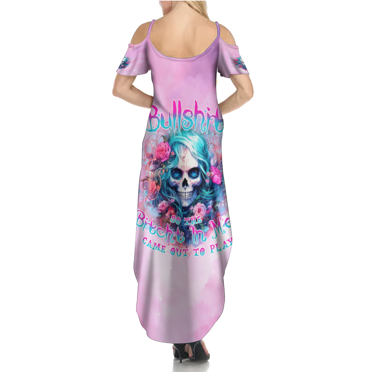 Rose Skull Summer Maxi Dress Bullshit So The Bitch In Me Come Out To Play - Wonder Print Shop