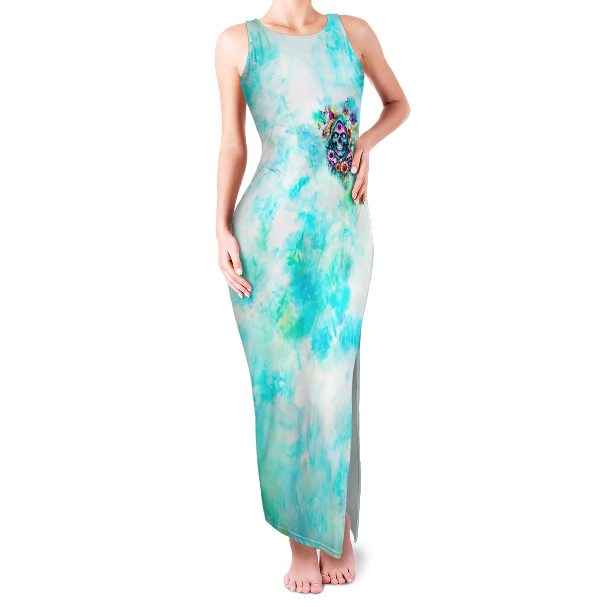 Flower Skull Family Matching Tank Maxi Dress and Hawaiian Shirt She Is Sunshine Mixed With A Little Hurricane - Wonder Print Shop