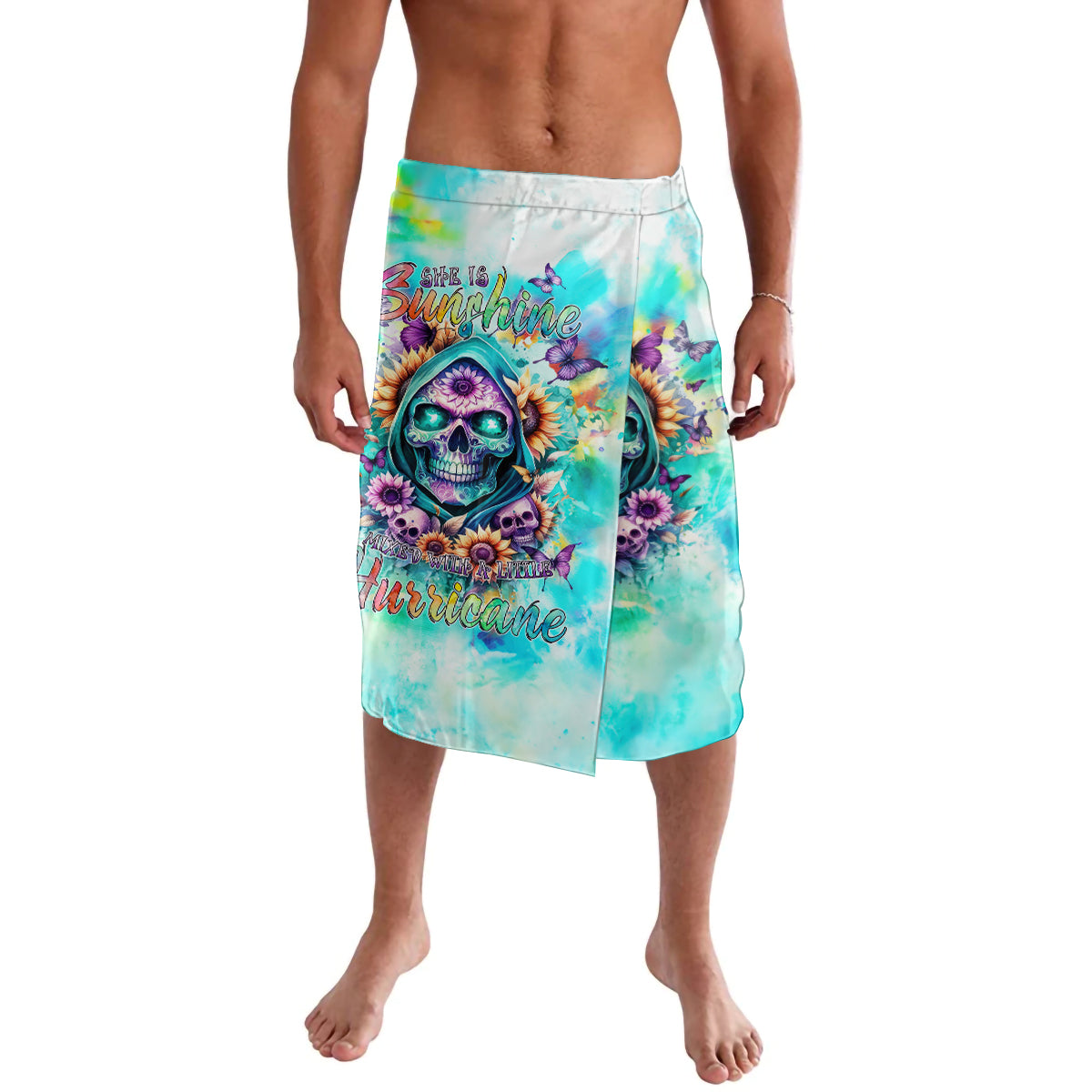 Flower Skull Lavalava She Is Sunshine Mixed With A Little Hurricane - Wonder Print Shop