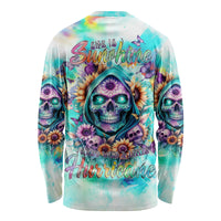 Flower Skull Long Sleeve Shirt She Is Sunshine Mixed With A Little Hurricane - Wonder Print Shop