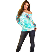 Flower Skull Off Shoulder Sweater She Is Sunshine Mixed With A Little Hurricane - Wonder Print Shop