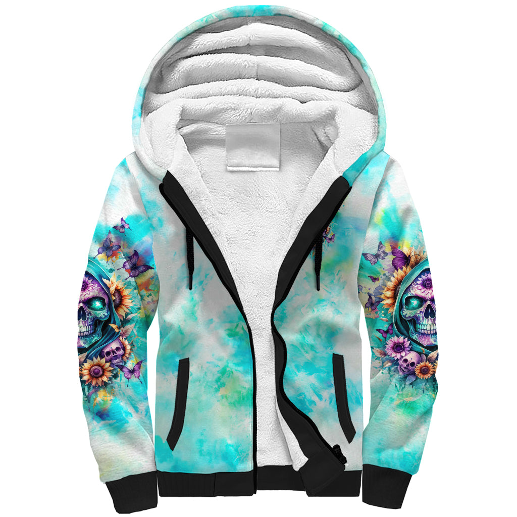 Flower Skull Sherpa Hoodie She Is Sunshine Mixed With A Little Hurricane - Wonder Print Shop