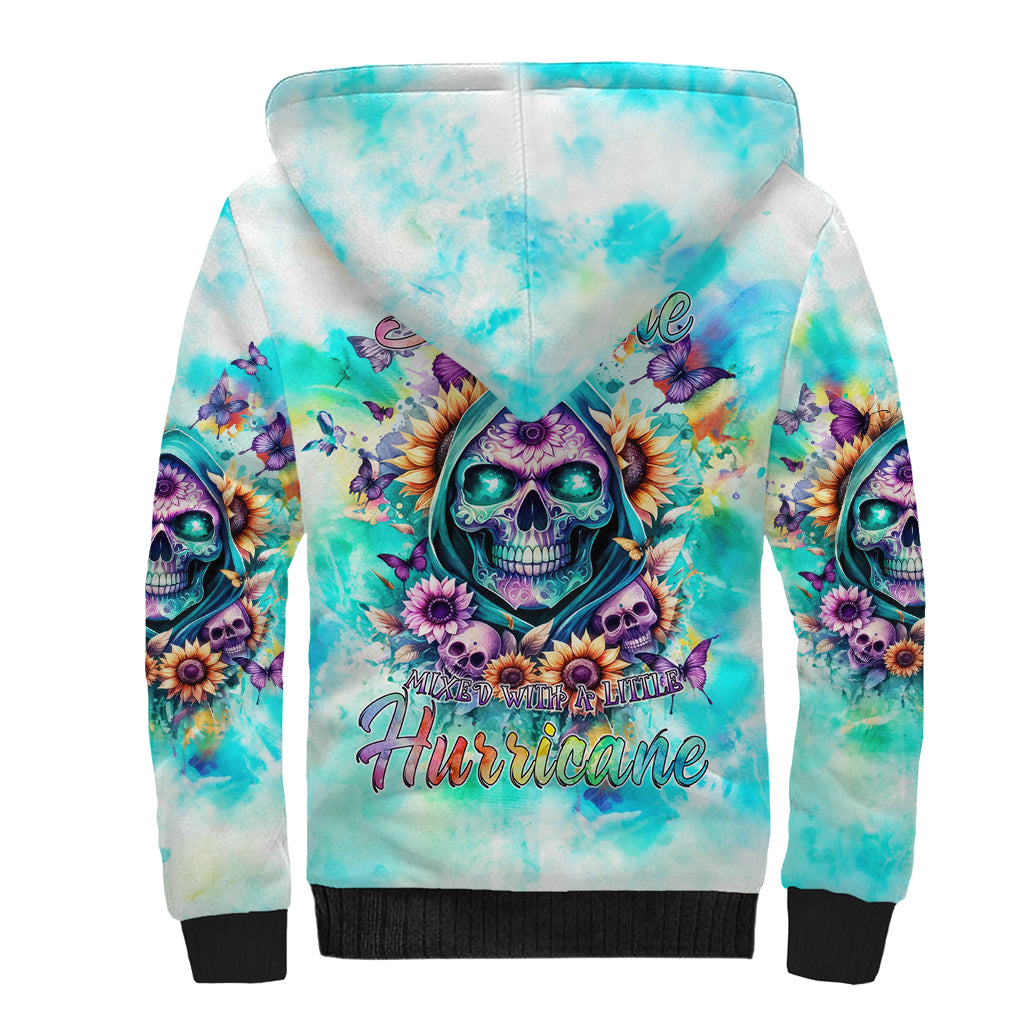 Flower Skull Sherpa Hoodie She Is Sunshine Mixed With A Little Hurricane - Wonder Print Shop