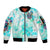 Flower Skull Sleeve Zip Bomber Jacket She Is Sunshine Mixed With A Little Hurricane - Wonder Print Shop