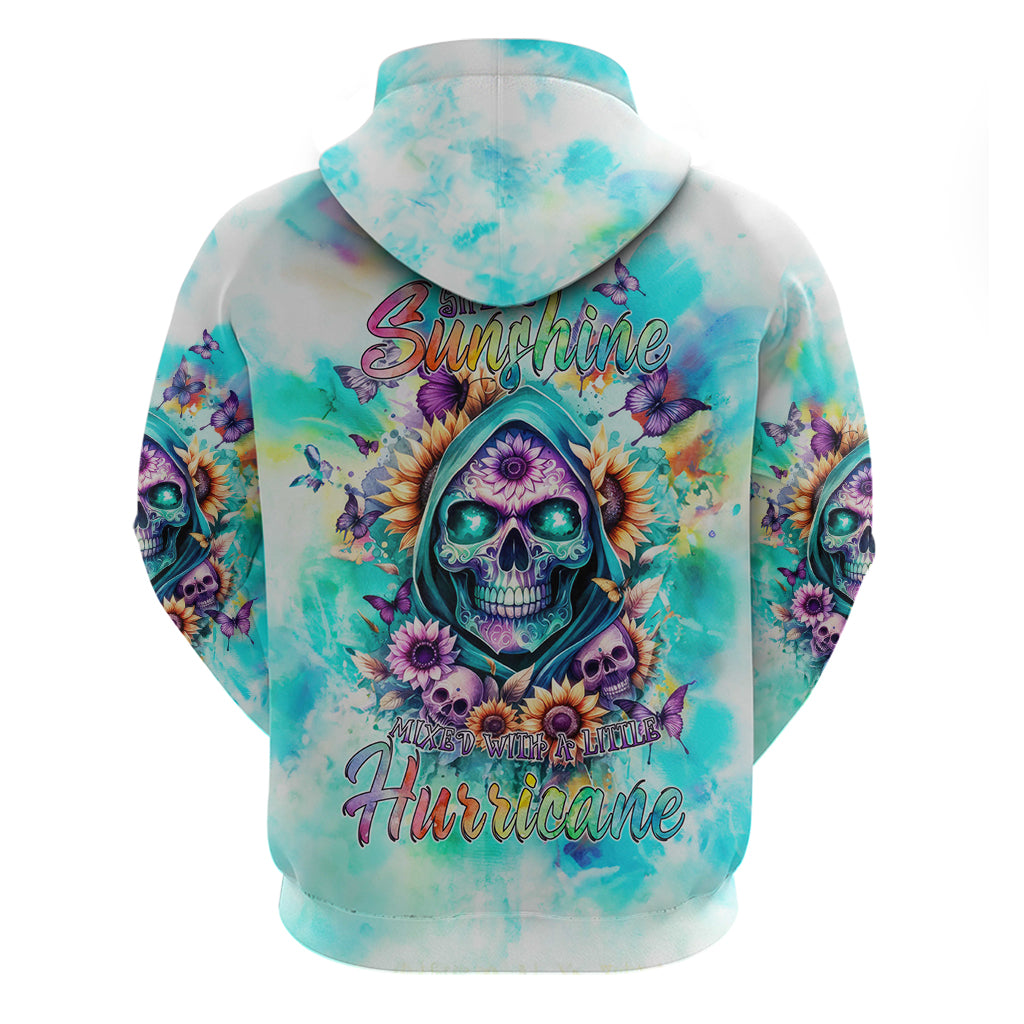Flower Skull Zip Hoodie She Is Sunshine Mixed With A Little Hurricane - Wonder Print Shop