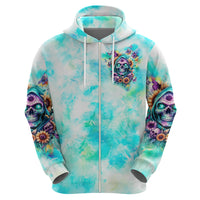 Flower Skull Zip Hoodie She Is Sunshine Mixed With A Little Hurricane - Wonder Print Shop
