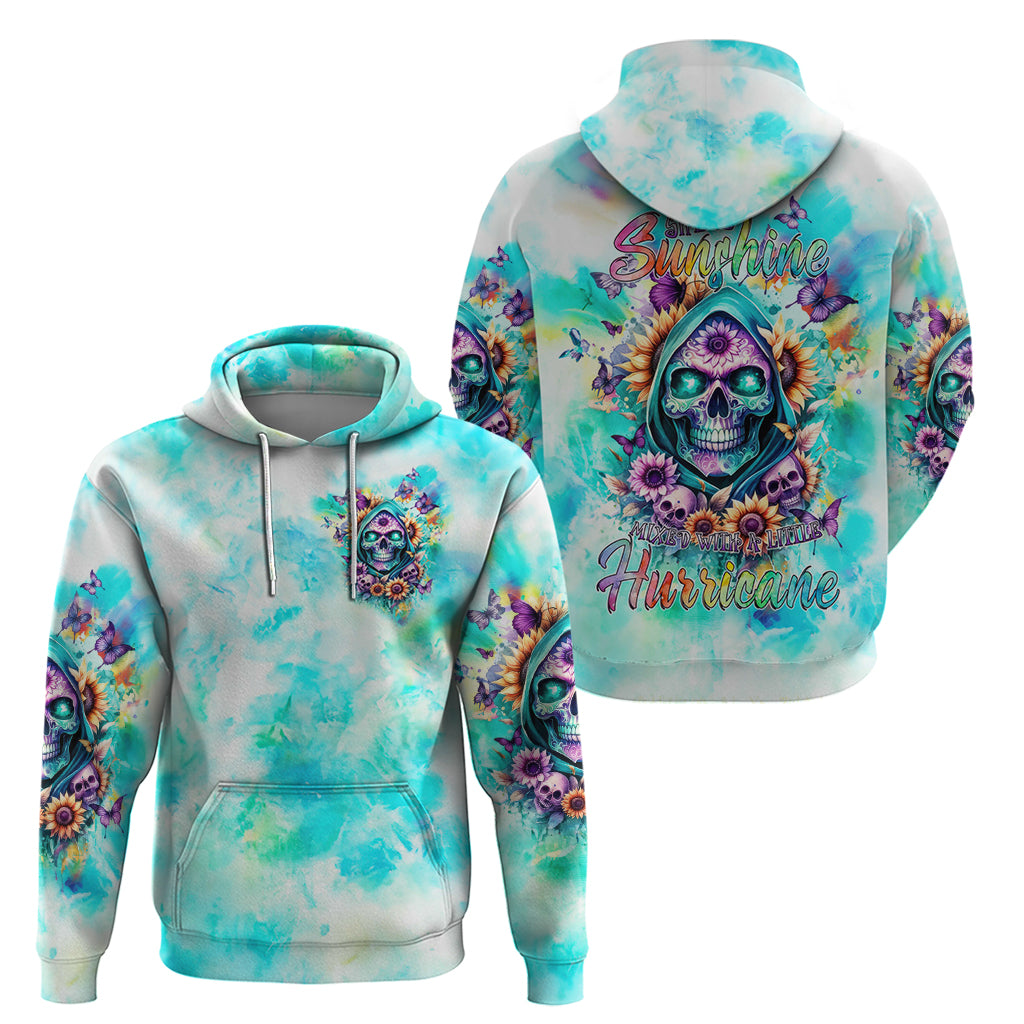 Flower Skull Zip Hoodie She Is Sunshine Mixed With A Little Hurricane - Wonder Print Shop