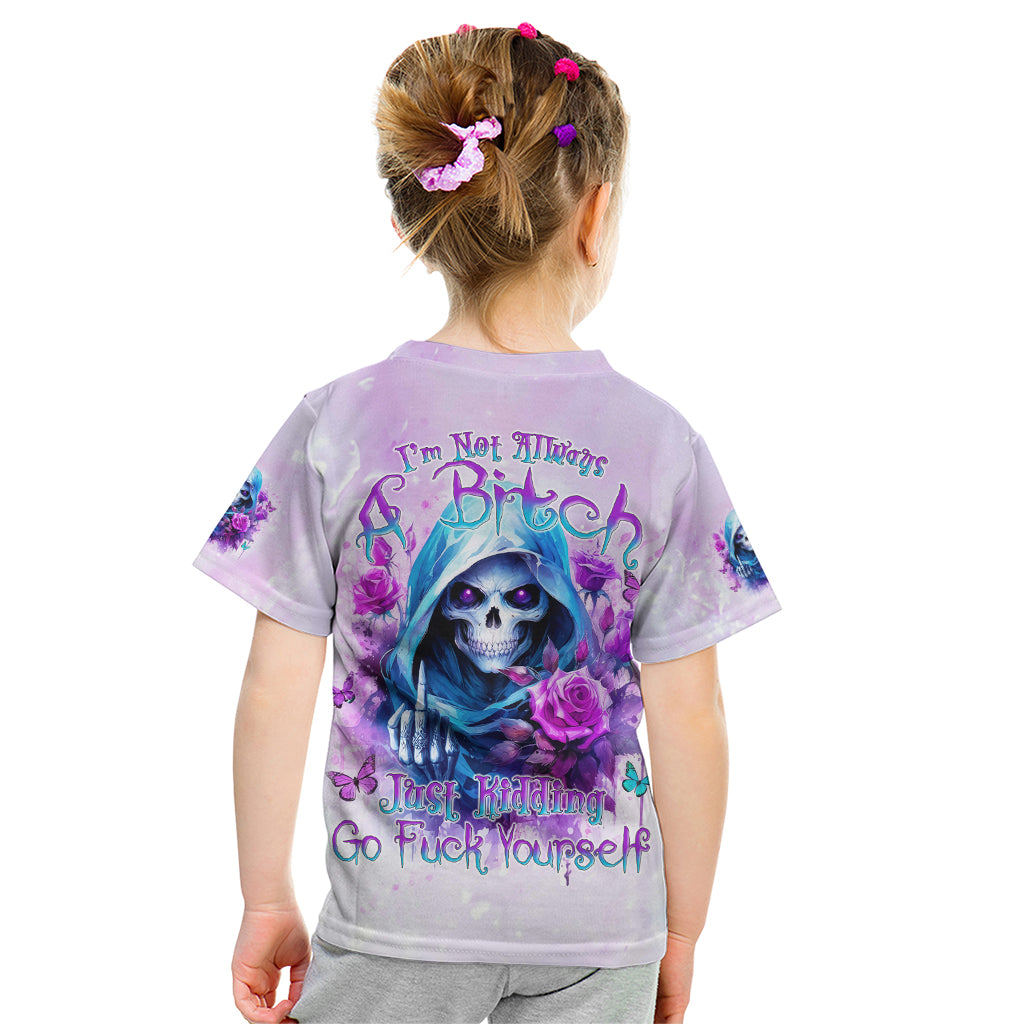 Rose Skull Kid T Shirt I'm Not Always A Bitch Just Kidding Go Fuck Yourself - Wonder Print Shop