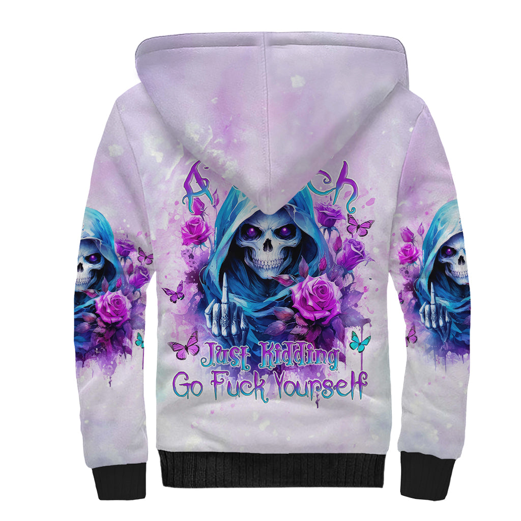 Rose Skull Sherpa Hoodie I'm Not Always A Bitch Just Kidding Go Fuck Yourself - Wonder Print Shop