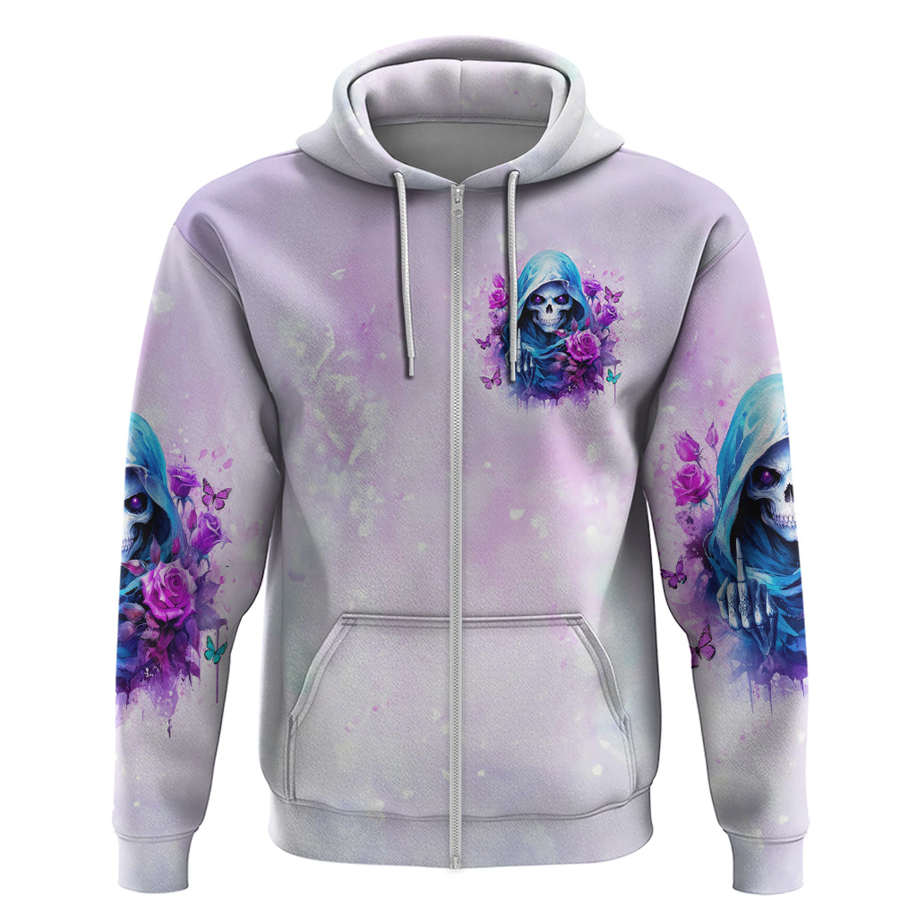 Rose Skull Zip Hoodie I'm Not Always A Bitch Just Kidding Go Fuck Yourself - Wonder Print Shop