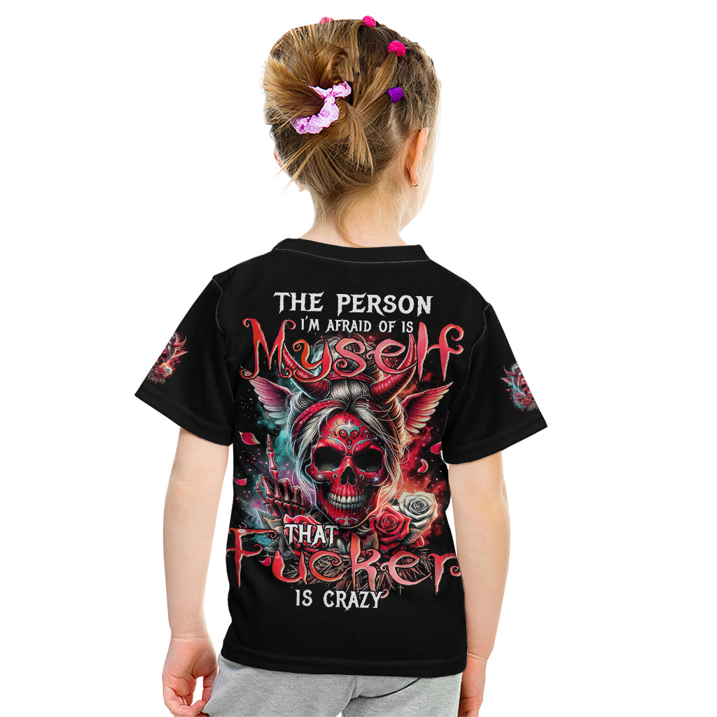 Devil Skull Kid T Shirt The Perseon I Afraid Of Is Myself That Fucker Is Crazy - Wonder Print Shop