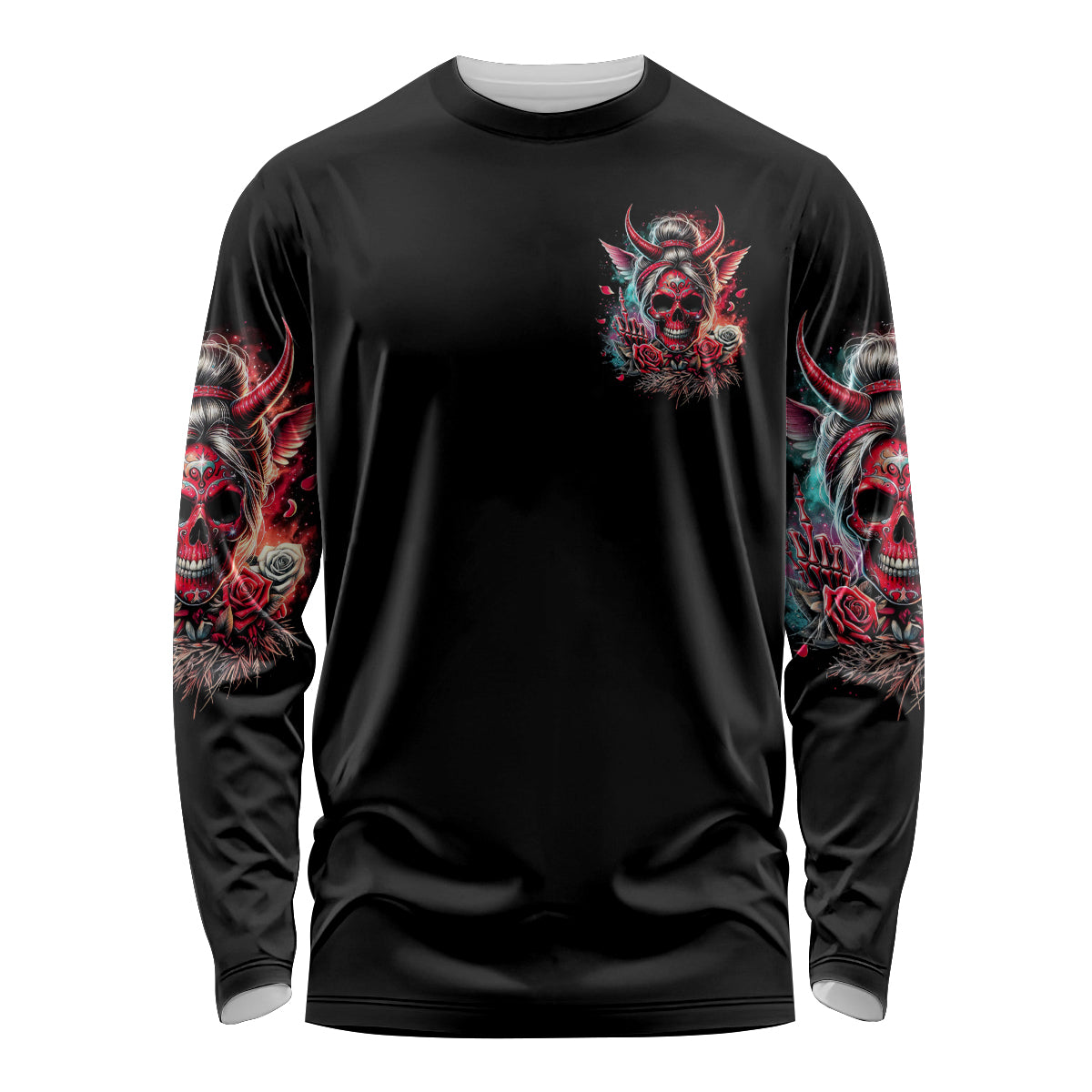 Devil Skull Long Sleeve Shirt The Perseon I Afraid Of Is Myself That Fucker Is Crazy - Wonder Print Shop
