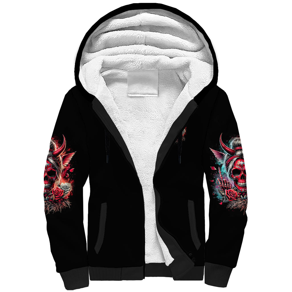 Devil Skull Sherpa Hoodie The Perseon I Afraid Of Is Myself That Fucker Is Crazy - Wonder Print Shop