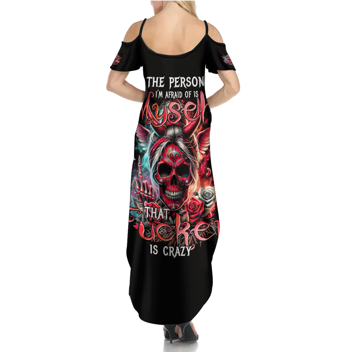 Devil Skull Summer Maxi Dress The Perseon I Afraid Of Is Myself That Fucker Is Crazy - Wonder Print Shop