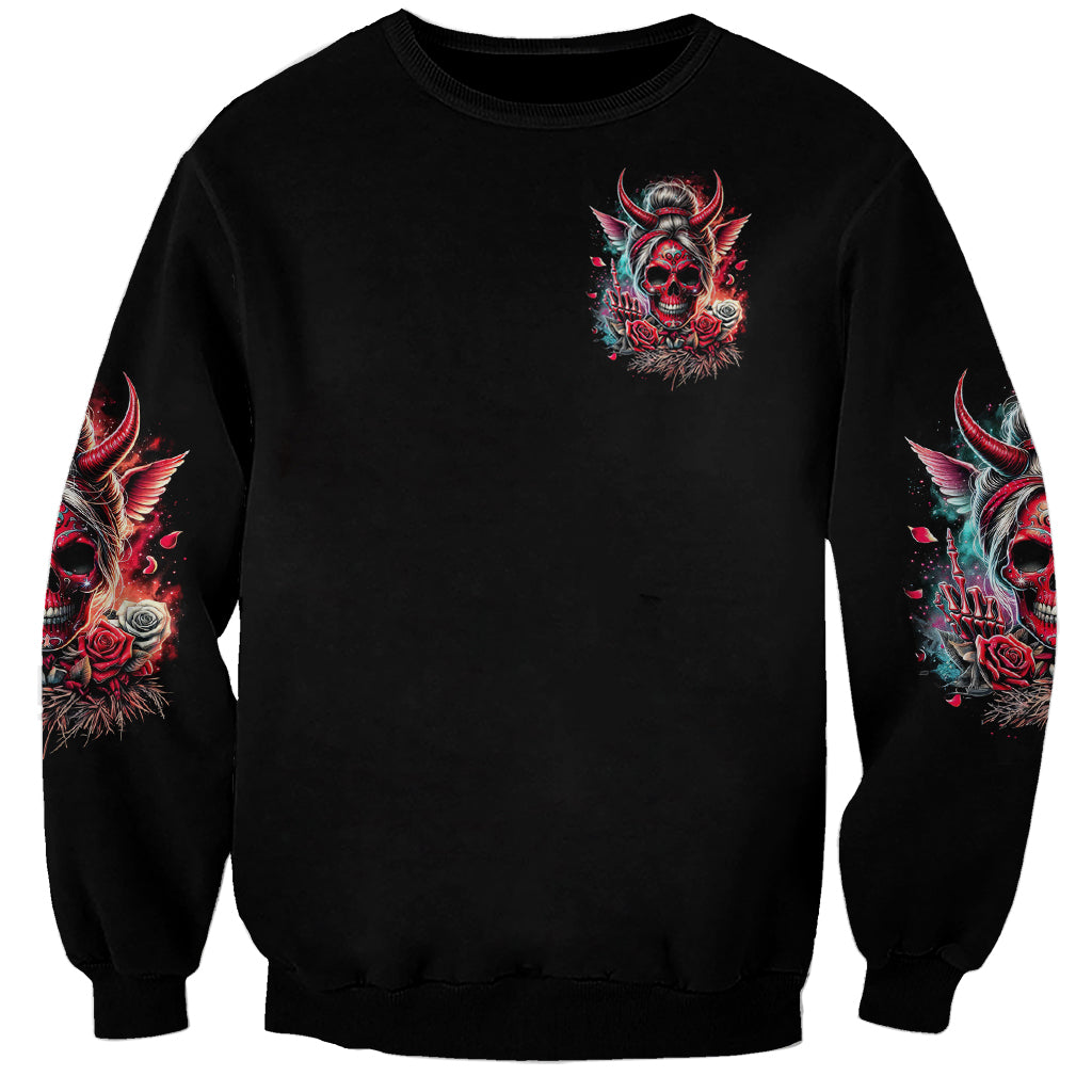 Devil Skull Sweatshirt The Perseon I Afraid Of Is Myself That Fucker Is Crazy - Wonder Print Shop