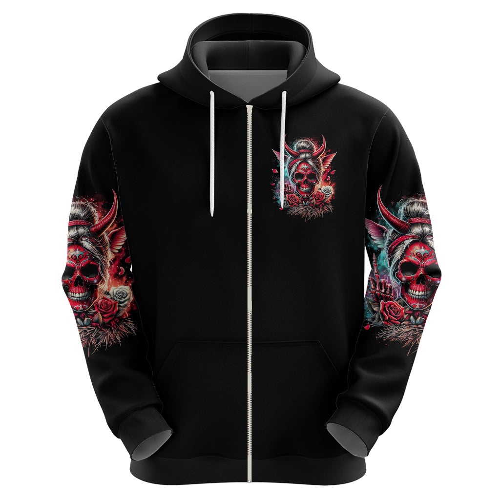 Devil Skull Zip Hoodie The Perseon I Afraid Of Is Myself That Fucker Is Crazy - Wonder Print Shop