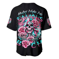 Rose Skull Baseball Jersey Hater Make Me Famous So Keep On Hating Me Bitch - Wonder Print Shop