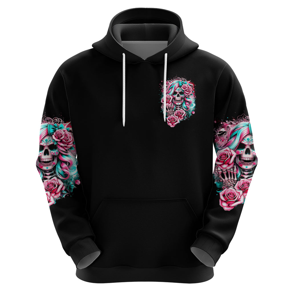 Rose Skull Zip Hoodie Hater Make Me Famous So Keep On Hating Me Bitch - Wonder Print Shop