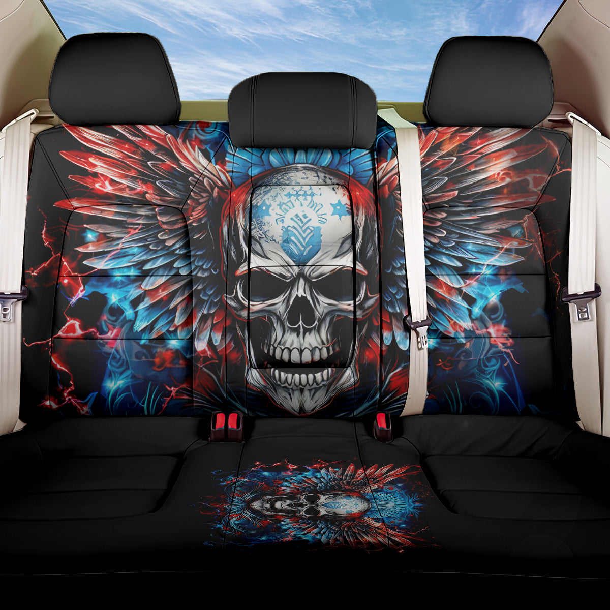Wings Skull Back Car Seat Cover People Are Asking Me Which Sign I was Born Under I Was Born Under A Warning Sigh - Wonder Print Shop
