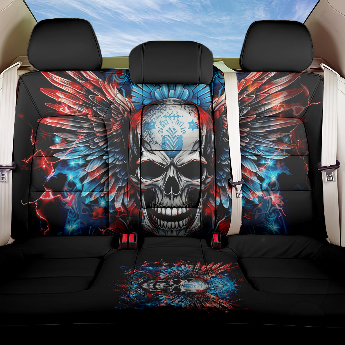 Wings Skull Back Car Seat Cover People Are Asking Me Which Sign I was Born Under I Was Born Under A Warning Sigh