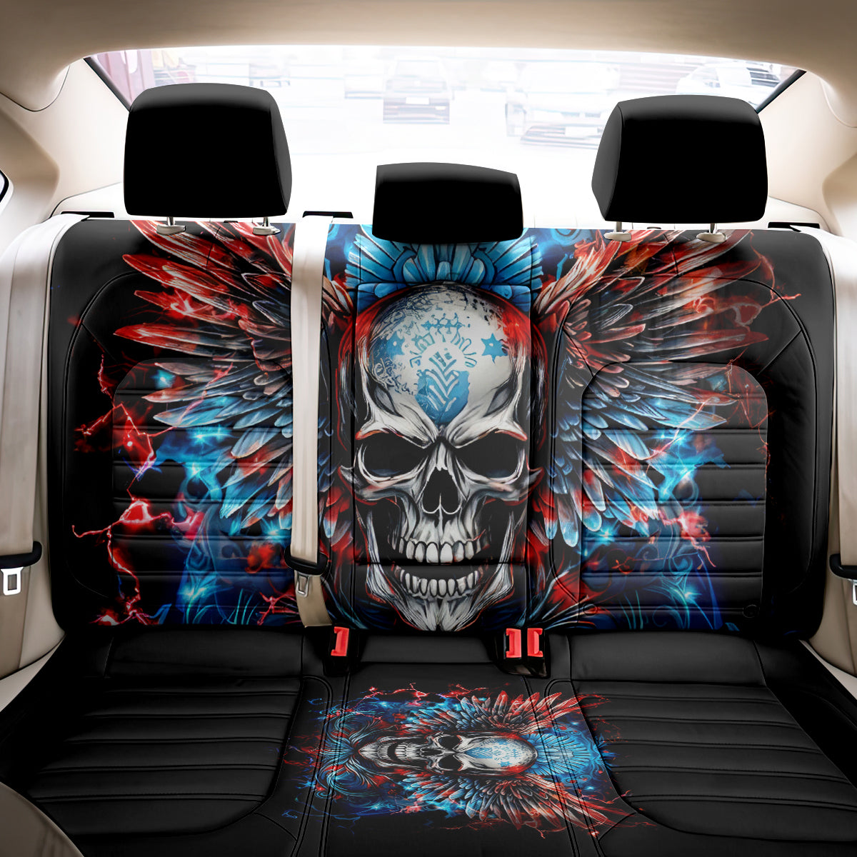 Wings Skull Back Car Seat Cover People Are Asking Me Which Sign I was Born Under I Was Born Under A Warning Sigh - Wonder Print Shop