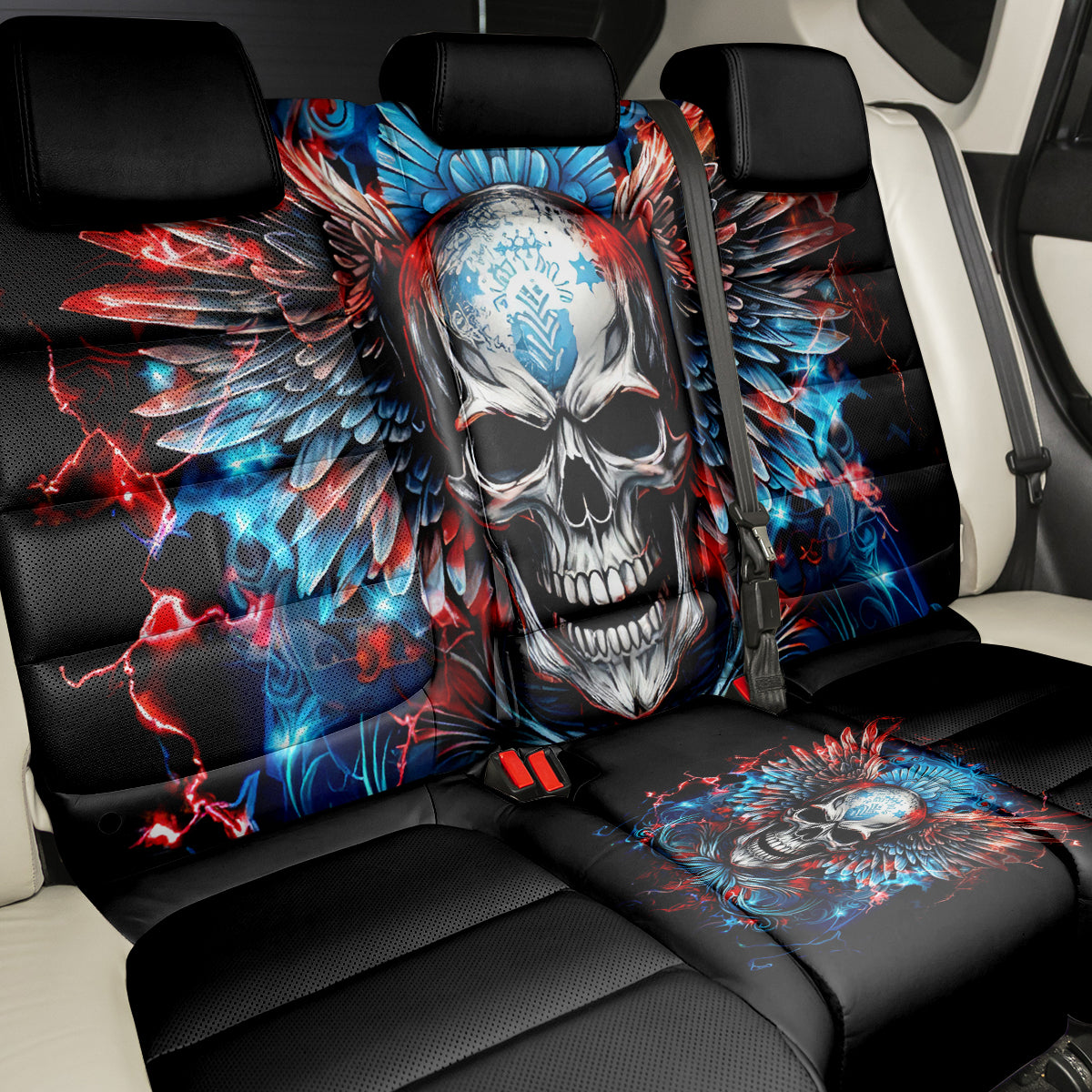 Wings Skull Back Car Seat Cover People Are Asking Me Which Sign I was Born Under I Was Born Under A Warning Sigh - Wonder Print Shop