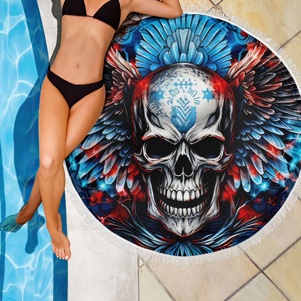 Wings Skull Beach Blanket People Are Asking Me Which Sign I was Born Under I Was Born Under A Warning Sigh - Wonder Print Shop