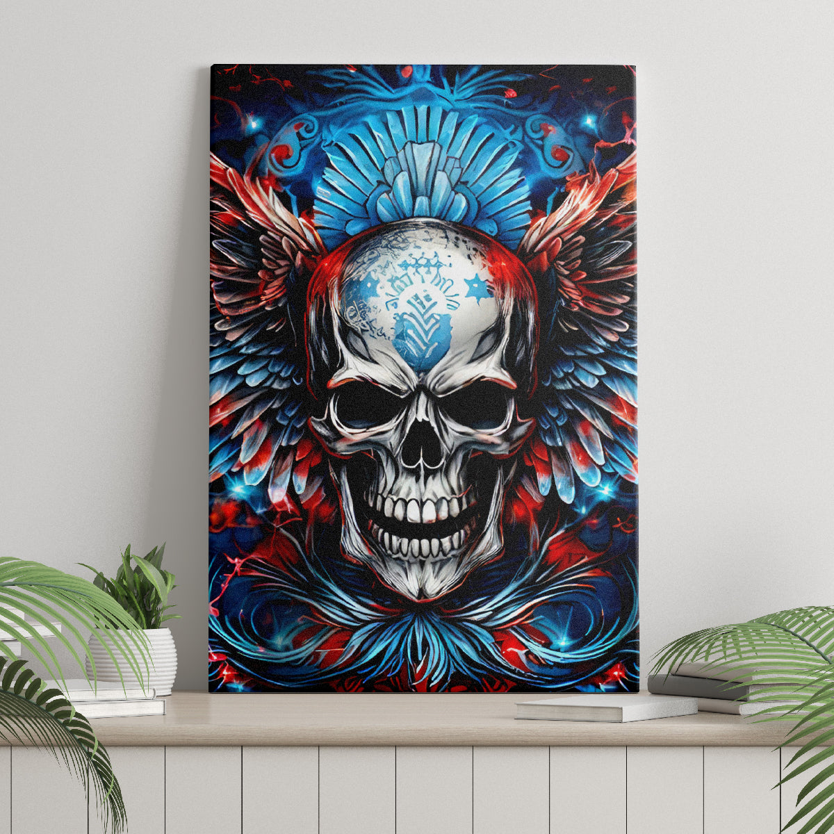 Wings Skull Canvas Wall Art People Are Asking Me Which Sign I was Born Under I Was Born Under A Warning Sigh - Wonder Print Shop