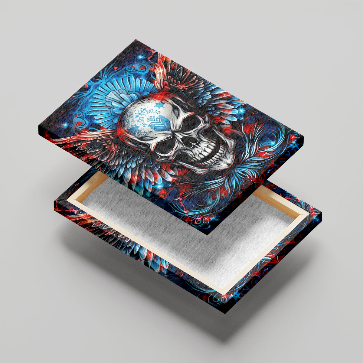 Wings Skull Canvas Wall Art People Are Asking Me Which Sign I was Born Under I Was Born Under A Warning Sigh - Wonder Print Shop