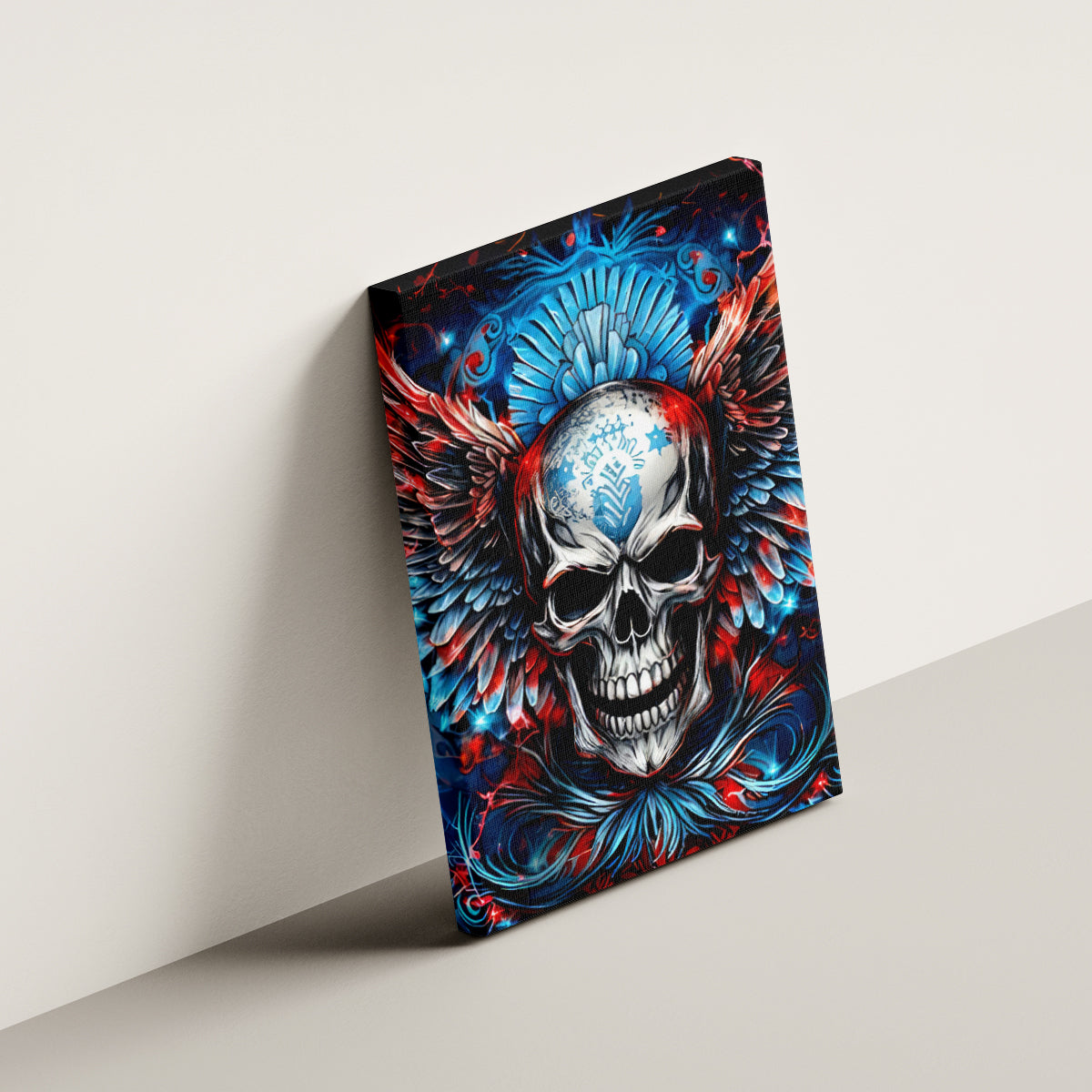Wings Skull Canvas Wall Art People Are Asking Me Which Sign I was Born Under I Was Born Under A Warning Sigh - Wonder Print Shop