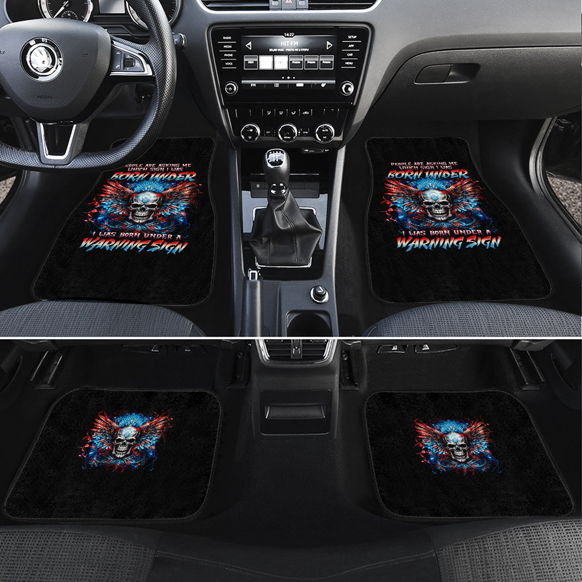 Wings Skull Car Mats People Are Asking Me Which Sign I was Born Under I Was Born Under A Warning Sigh - Wonder Print Shop