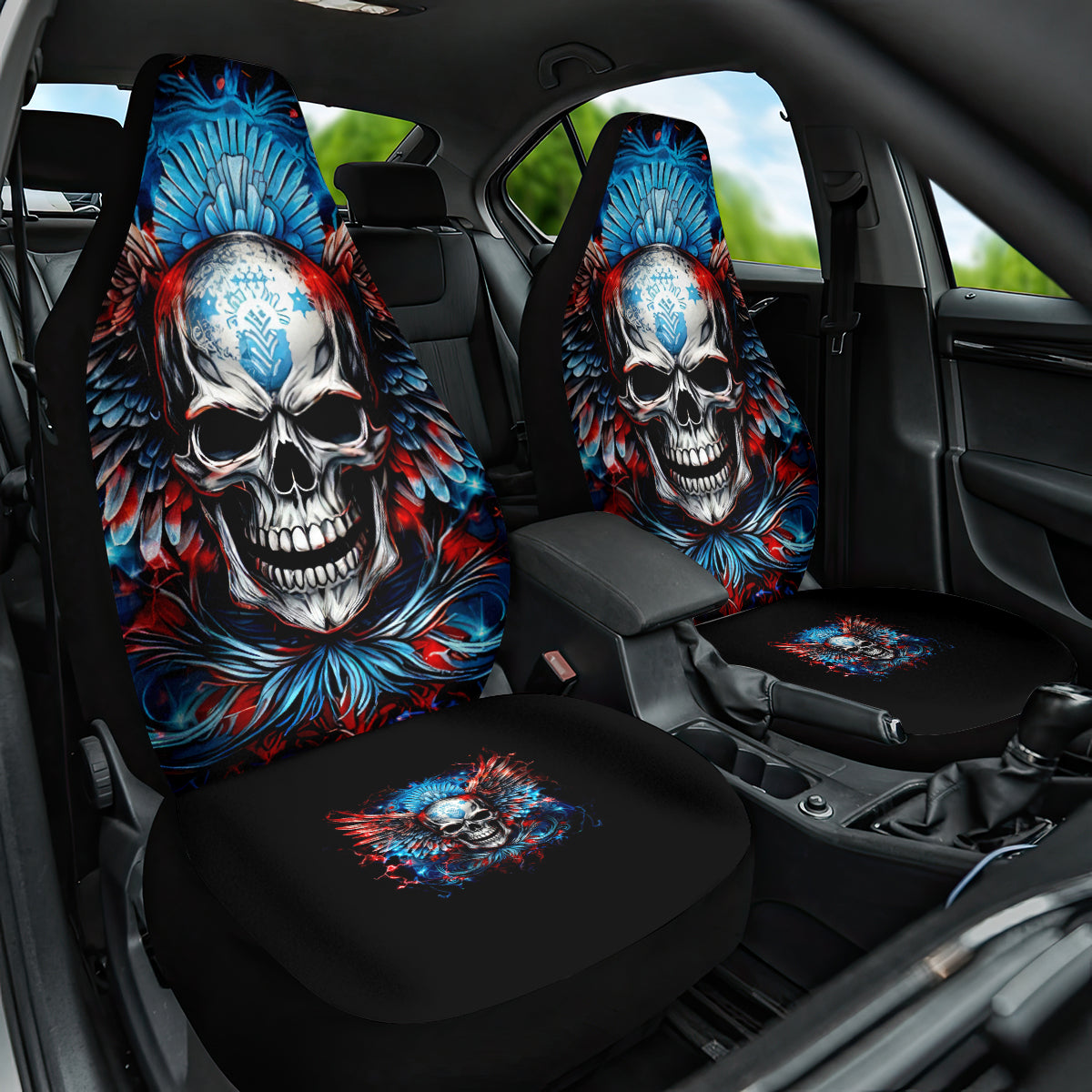 Wings Skull Car Seat Cover People Are Asking Me Which Sign I was Born Under I Was Born Under A Warning Sigh - Wonder Print Shop