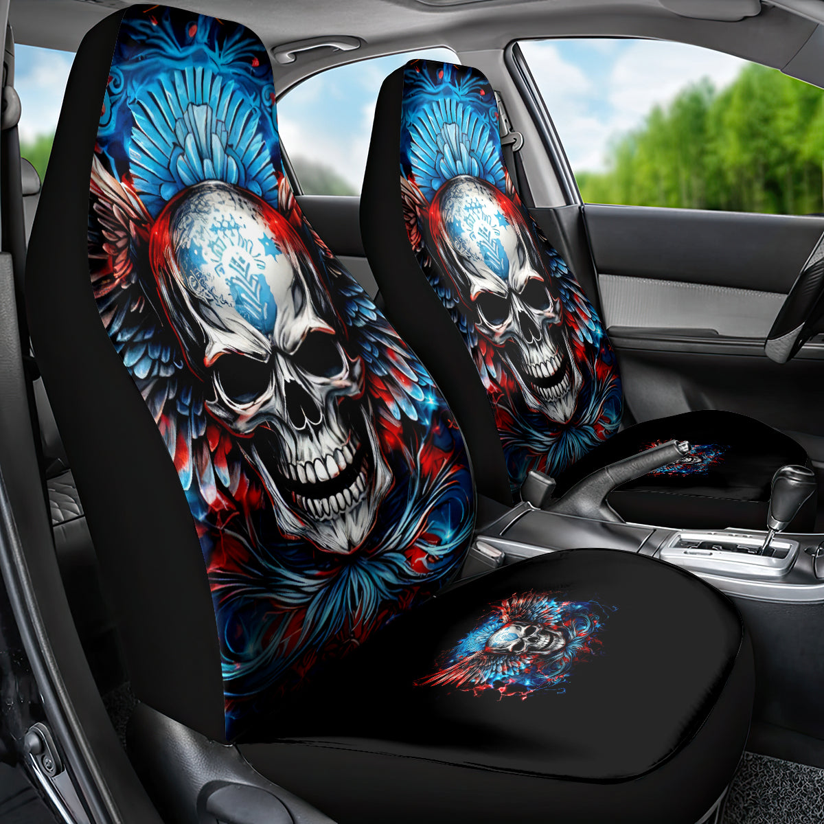 Wings Skull Car Seat Cover People Are Asking Me Which Sign I was Born Under I Was Born Under A Warning Sigh - Wonder Print Shop